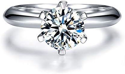 AINUOSHI 1/2/3/ Carat Cubic Zirconia Engagement Rings for Women, 925 Sterling Silver Solitaire Round Cut (10mm) Diamond Wedding Band D-E Color Grade Gift for Wedding Anniversary