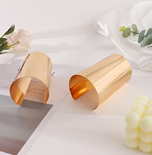 Samoco 2Pcs Cuff Bangle Bracelet For Women Gold Cuff Bracelets Open Wide Wire Bracelets Adjustable Tone Wrist Cuff Wrap Bracelet(A,Gold) #TOP5