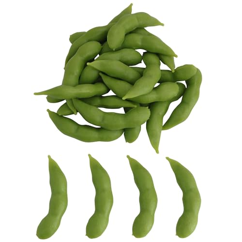 XGNG 24PCS Food Model Market Display Props Faux Soybean Pods Realistic Vegetable Bean Models Artificial Soybeans for Home Kitchen