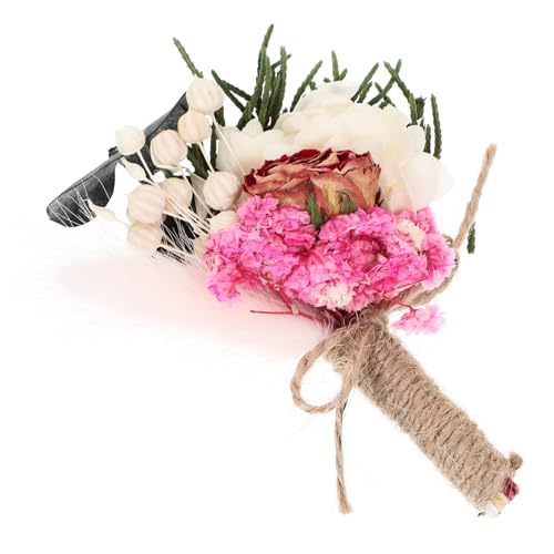 Boutonniere floral para novio de boda mini ramo seco miniatura 1