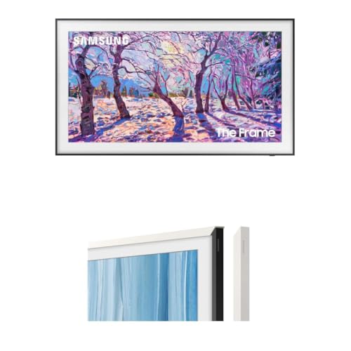 Image of Samsung 32-Inch Class QLED The Frame LS03C Series, 1080p Resolution, (QN32LS03CB) 32 inch The Frame Customizable Bezel (2026 Model), Magnetic, Easy Installation, VG-SCFH32WTBZA, Modern White