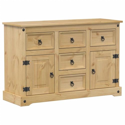 vidaXL Aparador Corona Madera Maciza de Pino 112x40x75 cm, Armario de almacenaje, Mueble aparador, Mueble de almacenaje de Cocina, alacena