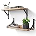 Produktbild Uten Wandregal Holz Rustikal, Schweberegal 42cm 2er Set Metalldraht für Wohnzimmer, Schlafzimmer,Küchenregal, Holzfarbe,Vintag Hellbraun
