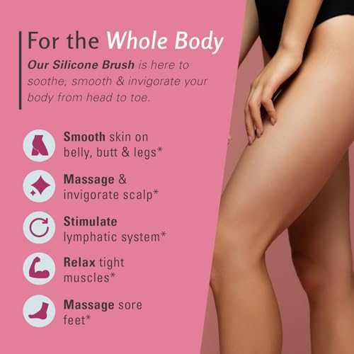 Cellulite Massager Brush, Anti-Cellulite Silicone Body Scrubber for Skin Smoothing, Toning, and Firming, Handheld Exfoliator for Scalp and Muscles by M3 Naturals