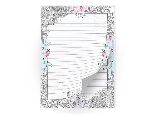 Papier à lettre papillon et fleurs avec 2 blocs A4 et 25 enveloppes filles
