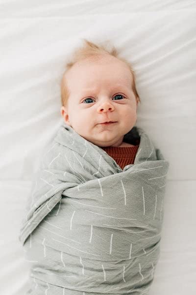 Image of Mebie Baby Desert Sage Muslin Swaddle, Modern and Neutral Swaddle Blanket for Baby Girl or Boy, Soft Baby Blankets, Newborn Swaddle Blanket, 0-3 Month, Comfy Wrap, Baby Essentials & Gifts