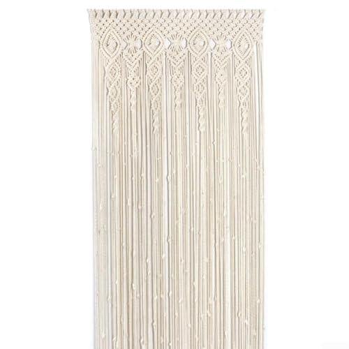 GLFLOW Cortina de puerta de macramé tejida a mano para colgar en la pared para decoración de puerta de ventana de boda, 90 x 180 cm, beige (90 x 200 cm)