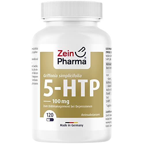 ZeinPharma Griffonia 5-HTP 100 mg, 120 veganských kapslí – výtažek z Griffonia simplicifolica, extrakt ze semen africká černá zrnka, bez alergenů