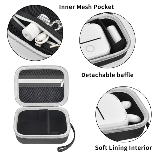 Image of ANKHOH Label Maker Case for Memoking T02 / for Phomemo M02 / M02S / M02 Pro / Q30S / for Nelko PM230 / for Anycash /for Ponek Mini Pocket Printer, Portable Sticker Paper Storage Holder - Box Only (Black)