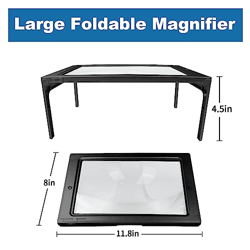 Magnifying Glass for Reading, 10x6 inches Large Full Book Page Rectangular 50 LED Lights Foldable Desktop Magnifiers,Hands Free Magnifier Provide Full Viewing Area for Low Vision and Seniors(Black) 7 Magnifying Glass for Reading, 10x6 inches Large Full Book Page Rectangular 50 LED Lights Foldable Desktop Magnifiers,Hands Free Magnifier Provide Full Viewing Area for Low Vision and Seniors(Black) - Image 8