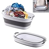 Cesta Plegable de Plástico para la Colada, Canastos para Ropa Lavanderia, Cesto para Ropa Sucia Plastico, Contenedor de...