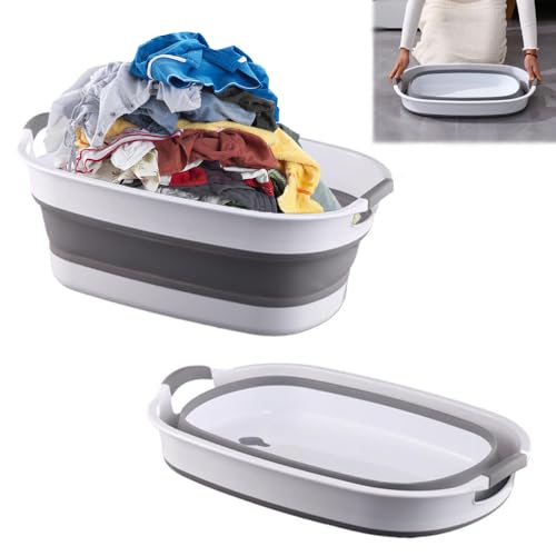Cesta Plegable de Plástico para la Colada, Canastos para Ropa Lavanderia, Cesto para Ropa Sucia Plastico, Contenedor de Almacenamiento Plegable y Organizador, Cesta Ayuda A...