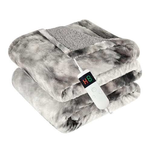Cushious Electric Heated Blanket Throw 50''x60''Size Faux Fur Heating Blanket 10 Heating Settings,...