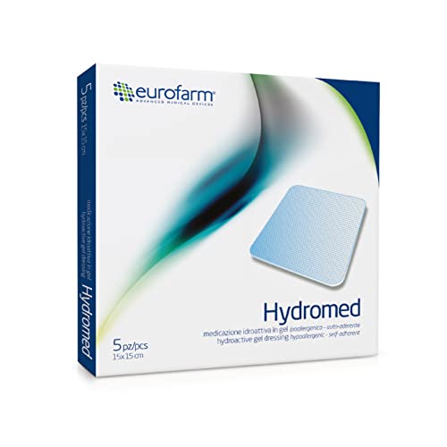 Hydromed (15 x 15 cm) Apósito hidroactivo y estéril de gel, transparente, hipoalergénico, 5 unidades Cover