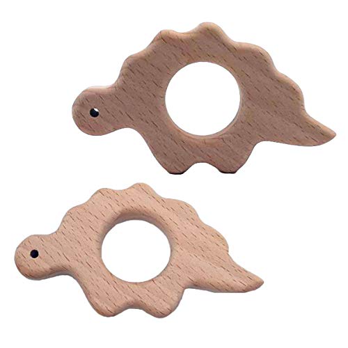 10pcs Lovely Cartoon Wood Dinosaur Pure Natural Animal Shape Beech Wooden Handmade Laser Printed Pattern DIY Necklace Pendant (Dinosaur)