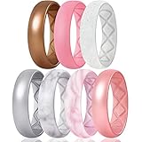 Egnaro Inner Arc Ergonomic Breathable Design, Metallic Silicone Rings for Women, Silicone Wedding...