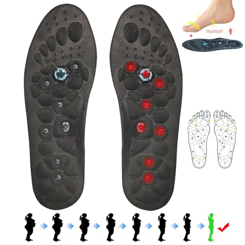 Magnetic Insoles, Cuttable Acupressure Insoles, Black Suede Reflexology Insoles for Pain Relief, Insoles for Weight Loss, Orthopaedic Insoles for Men, Women