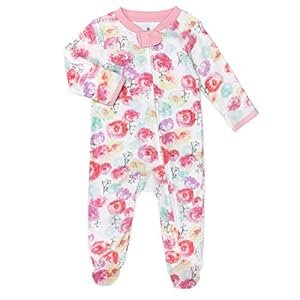 HonestBaby Baby Girls’ Sleep N’ Play One-Piece Zip-Front Footed Pajamas
