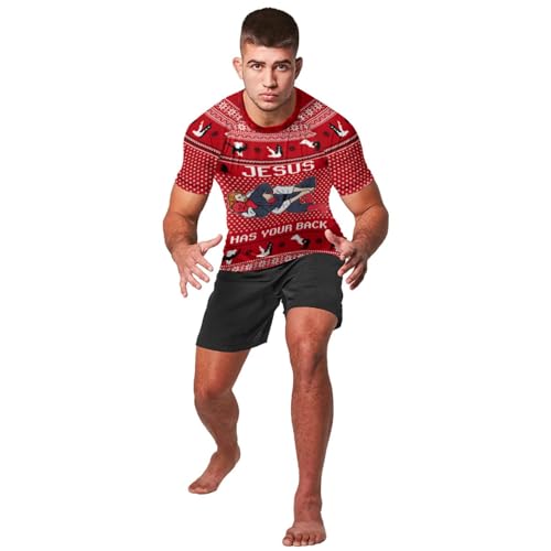Christmas Ultra Soft Compression Shirt Short Sleeve for Men, Rash Guard Men Jiu Jitsu Short Sleeve4