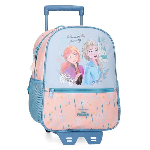 Disney Joumma Bags, Frozen Believe in the journey, zaino per bambini, zaino da scuola, realizzato in poliestere, spalline larghe e regolabili, varie tasche e scomparti., blu, Zaino 33 + carrello