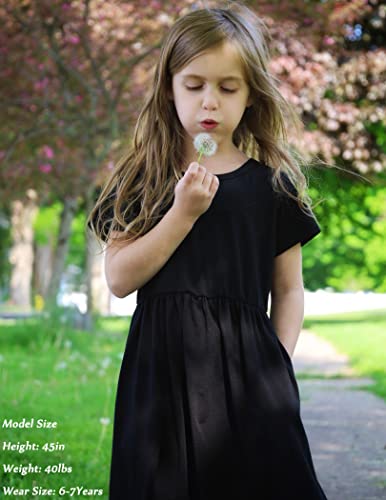 Arshiner Girls Maxi Dress Long/Short Sleeve Casual Holiday Dress with Pockets for 5-13 Years4