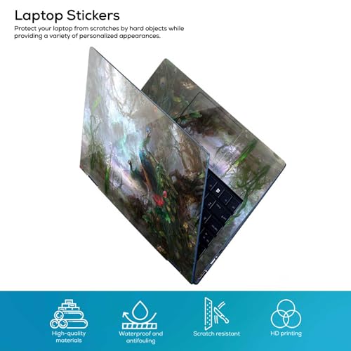 Image of Galaxsia Peacock Painting Full Body Vinyl Laptop Skin /Sticker /Cover Upto 15.6 Inches Laptops Laminated-Removable-HD Quality Compatible for Hp-Dell-Sony-Lenovo-Asus etc.(15x10 Inches)