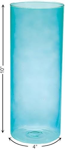 Miniatura 3 de Jarrón cilíndrico verde azulado, vidrio, 10 pulgadas, decoración del hogar, 1 pieza