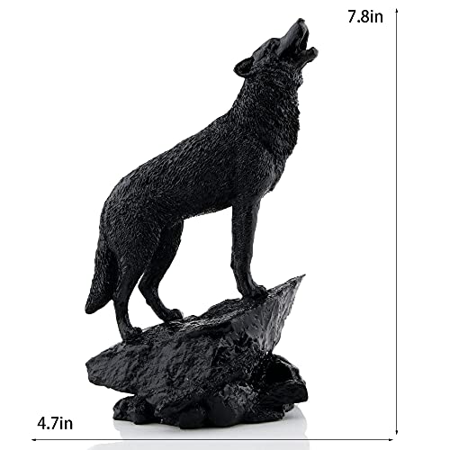 Abeesea Wildlife Howling Wolf Statue And Figurine Black Wolf Sculpture For Home Decor ,Black_1 #TOP3
