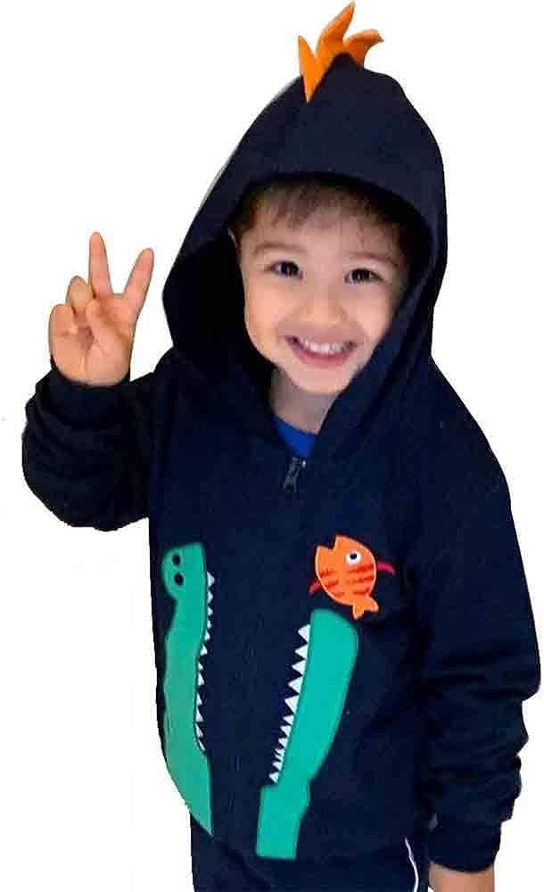 TEDD Sudaderas con Capucha Niño Cremallera Algodón Dinosaurio Lindo Animales Hoodie para Niños 1-10 años