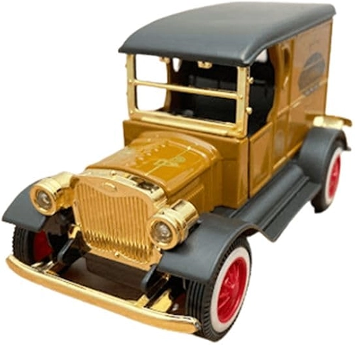 POwer Toys TECH - Miniatura Carro Antigo : Carrinho de Ferro com Portas que Abrem e Pneus de Borracha Cor Dourado