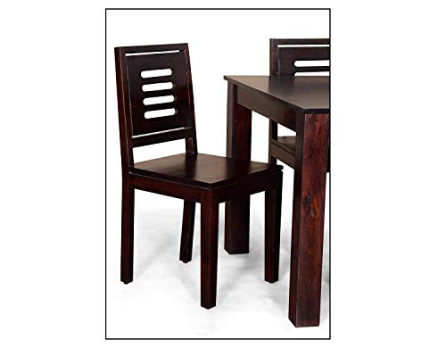 Image of Sheesham Wood Dining Table Set with Chairs for Living Room Home | Wooden Dining Room Sets Furniture for Hotels & Restaurants - Mahogany Finish (4 Seater)