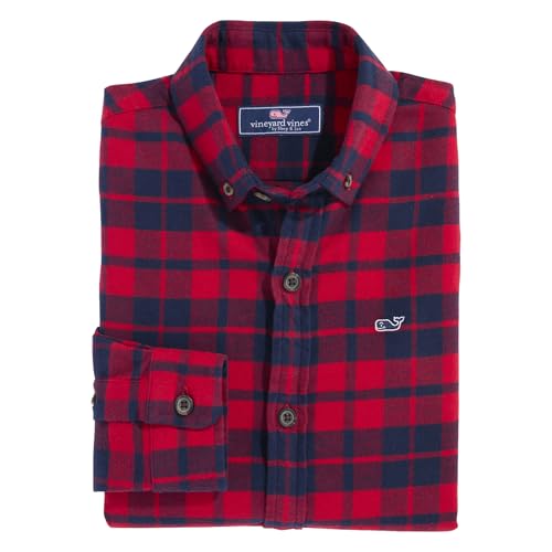 Image of vineyard vines Plaid Flannel Shirt (Big Kid)
