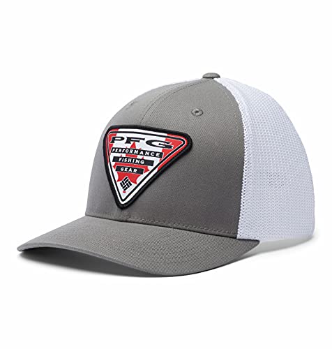Columbia Unisex PFG Mesh Stateside Ball Cap, Titanium/Canada Triangle, Large/X-Large