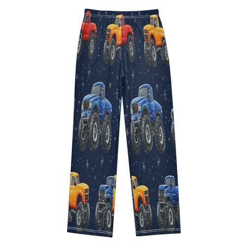 Cartoon Monster Trucks Blue Star Pajama Lounge Pants with Pockets Sleepwear Soft Elastic Waist PJ Bottoms 6-14 Years - Main Image
