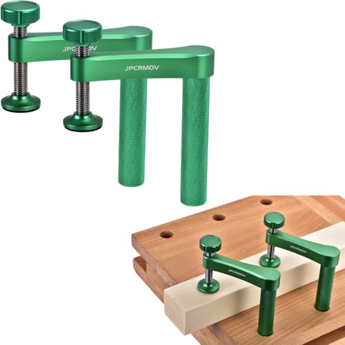 Woodworking 3/4-Inch (19 mm) Bench Dog Clamp – Heavy-Duty Non-Marking Clamp for Workbench Dog Holes, One-Hand Operation (Green)