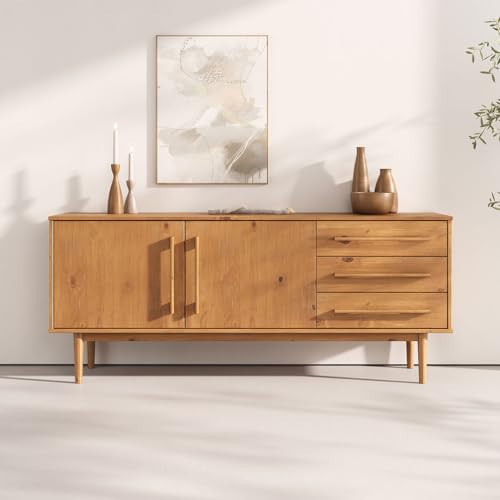 IDIMEX Sideboard TECCA mit 2 Türen und 3 Schubladen, Eiche Farben – Kommode aus Massivholz, Verstellbarer Einlegeboden, Wohnzimmermöbel im Mid-Century Style IDIMEX Sideboard TECCA mit 2 Türen und 3 Schubladen, Eiche Farben – Kommode aus Massivholz, Verstellbarer Einlegeboden, Wohnzimmermöbel im Mid-Century Style