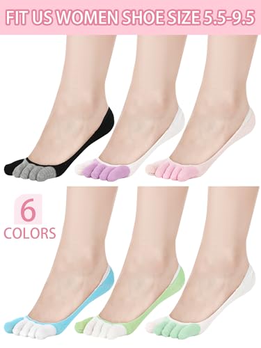 Image of Bencailor 6 /15 Women Cotton Five Toe Socks No Show Ankle Socks with Toes Separated for Athletic Walking Yoga