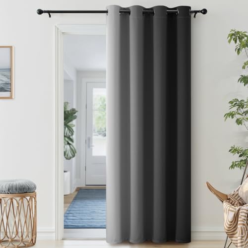 Image of SimpleHome Black to White Ombre Room Darkening Curtains 84 inches,1 Panel | Curtains for Bedroom,Thermal Insulated Grommet Gradient Drape,Light Blocking Window Curtain for Living Room,1 Panel,52Wx84L