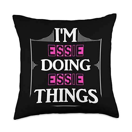 Custom Essie Gifts & Designs for Girls Essie Things Funny Name Gift Black Throw Pillow, 18x18, Multicolor