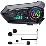 Motorcycle Helmet Speakers - Super Long Battery Life, Helmet Headphones Single Use Headset with Soft/Hard Mic,IPX6 Automatic Answer/Music Control/Intelligent Noise/Wake up Siri - Y-M10