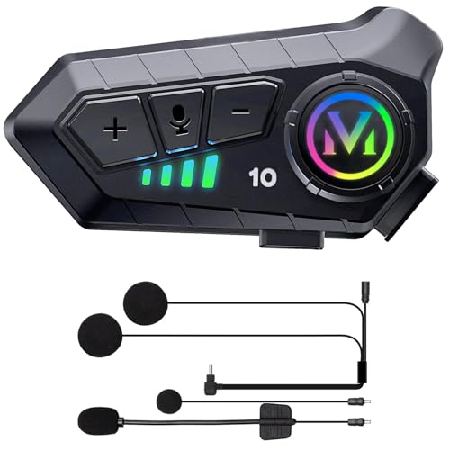 Motorcycle Helmet Speakers - Super Long Battery Life, Helmet Headphones Single Use Headset with Soft/Hard Mic,IPX6 Automatic Answer/Music Control/Intelligent Noise/Wake up Siri - Y-M10