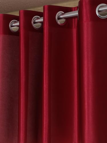Image of Home Sizzler 2 Pieces Solid Patch Bloom Burst Eyelet Polyester Door Curtains - 7 Feet, Maroon