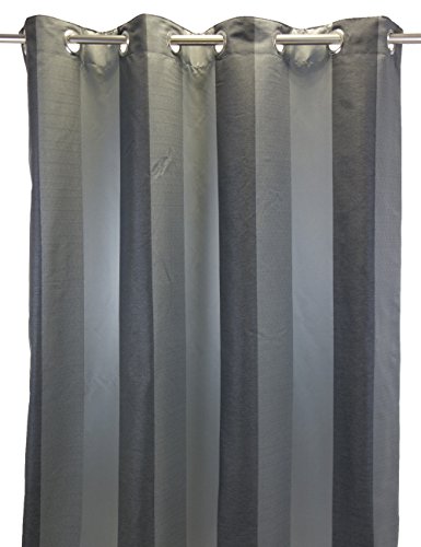 Rideau rayures gris Monaco doublé pour isoler le salon - 2