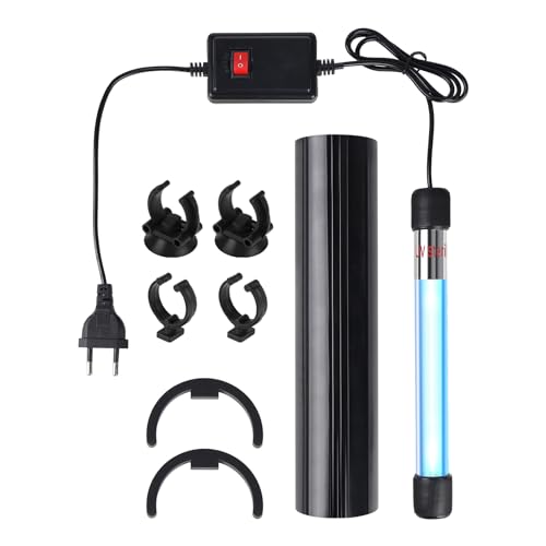 SWAWIS 11W UV Klärer Aquarium, 220V UV Licht Sterilisator für Aquarium mit Saugnapf und Abdeckkappe, Zuhause UV Sterilisator Lampe für Unterwasser-Sterilisation Algenentfernung Desodorierung