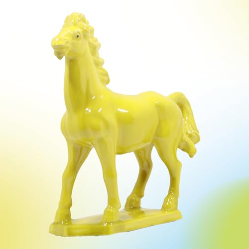Wemings Ceramic Horse Sculpture -Golden Yellow- 9 inch Hand Made Tang Tri-Color China Cultural Art Piece,Museum Collection Inspired Home and Office Decor