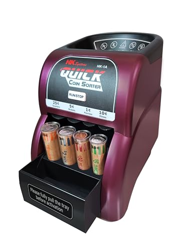 Image of HK SYSTEMS HK-1A, USD Coin Sorter, Sorts 260 Coins Per Minute into Coin Wrappers, 1 Row Coin Wrapper Tubes Included