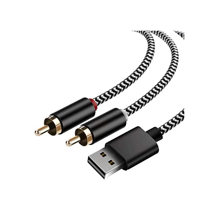 Buy USB to 2Male (6FT) RCA Audio Aux Cable for PC Stereo Y Splitter