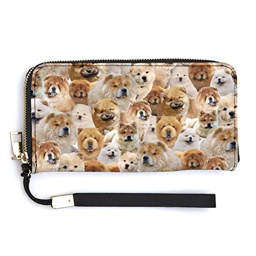 Cute Chow Chow Dog Print Wallet for Dogs Lover, Large Capacity Long Wallet for Women Men, Dog Breed Card Holder Travel Wallet Coin Purse Clutch Bag, Chow Chow Dog Mom Gift