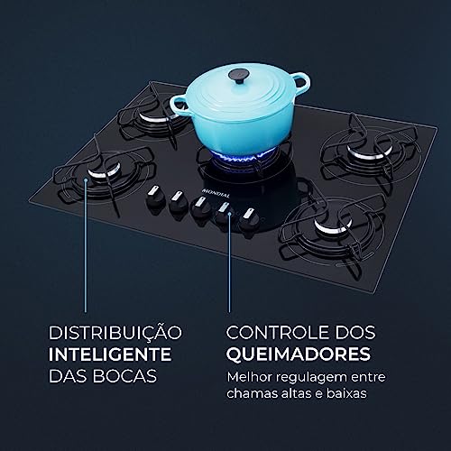 MONDIAL Cooktop a Gás, 5 Bocas, Preto/Inox, Bivolt - CTG-02 glide