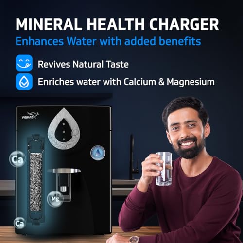 Image of V-Guard Zenora RO MF Water Purifier Filter For Home | Save 60+ Glasses Of Water Every Day | 1-Year UNCONDITIONAL Warranty With Proactive Service | 7 Stages | Mineral Health Charger| 7 L, Black